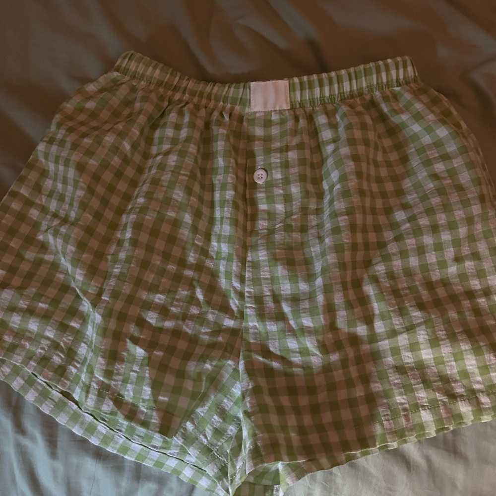 Amazon Green Gingham High Waist Women's Shorts
